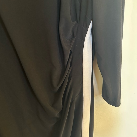 Chaps Women’s Black And White 3/4 Sleeve Midi Dress Formal Size 16W - Picture 4 of 5